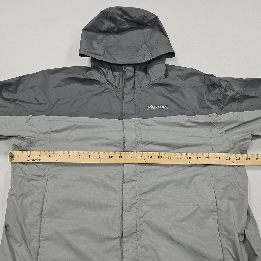 Marmot Jacket Men XL Gray Rain Lightweight Waterproof Hooded Hiking Windbreaker - Picture 10 of 12